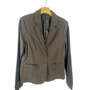 BCBG Maxazria Brown Linen Blend Blazer Jacket Women's Large
